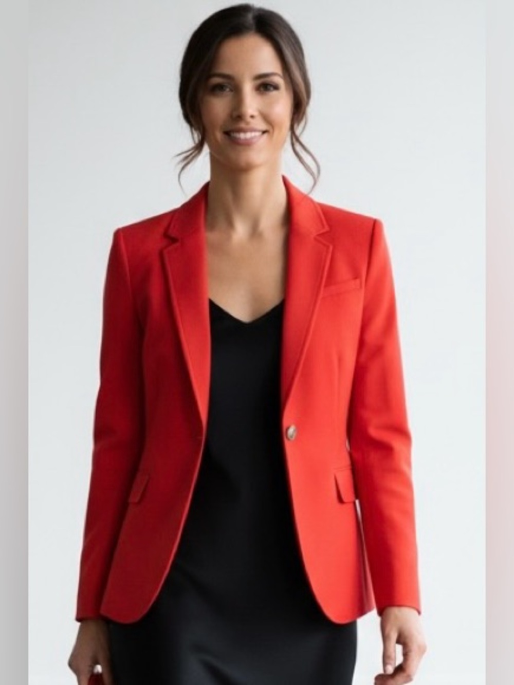Banana Republic Academy Blazer |Tomato Red | Wool Blend | Crest Buttons |Size 10